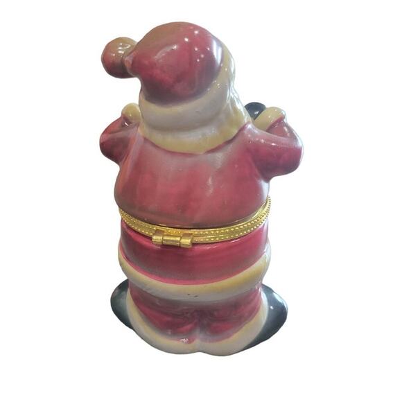 Vintage Santa Claus Trinket Box Hinged Christmas Holiday Jewelry Trinket Box - Picture 5 of 9